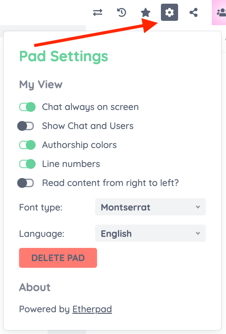 Setting up Etherpad in OpenTalk