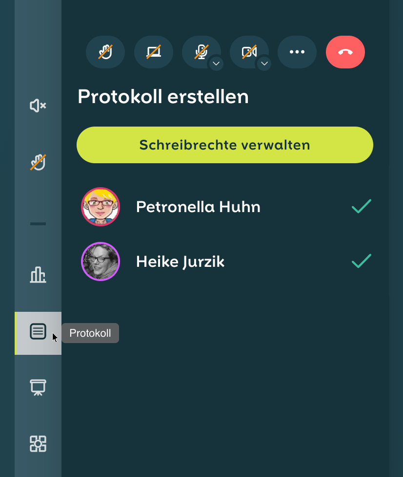 Schreibrechte verwalten in OpenTalk