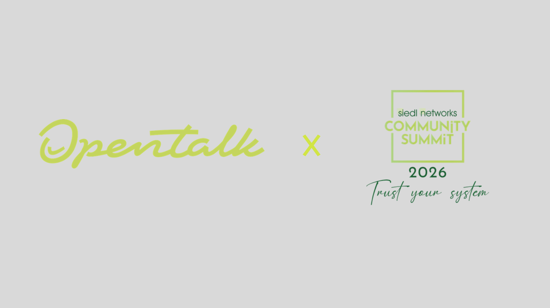 OpenTalk Logo und Siedl Commuinty SummitLogo auf grauem Grund 